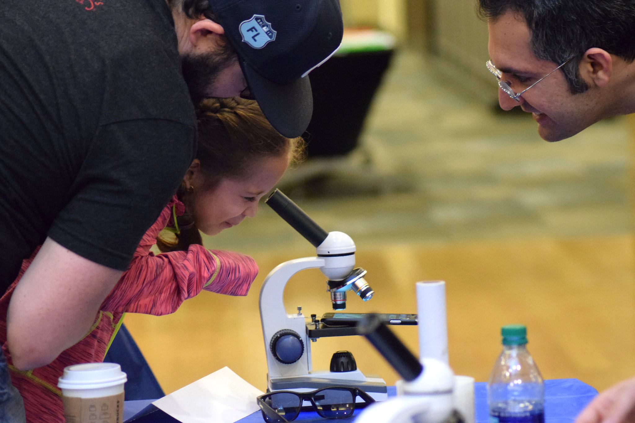 Child discovers a Microscope.